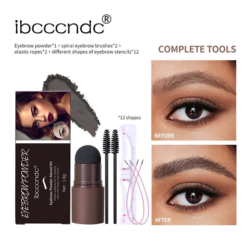 Eyebrow stamp and stencil kit tools and demonstration